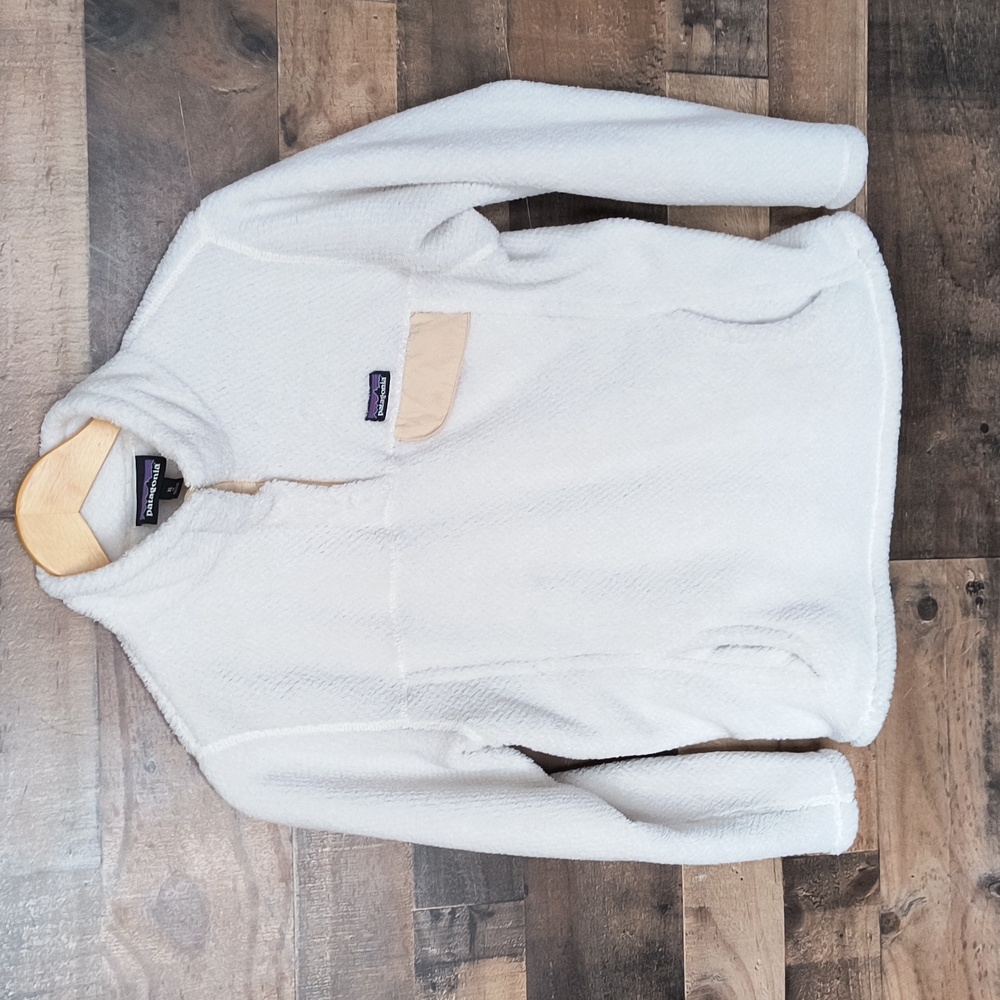 Patagonia Re Tool Snap T Fleece Pullover Cream White Sz XL 14 Kids